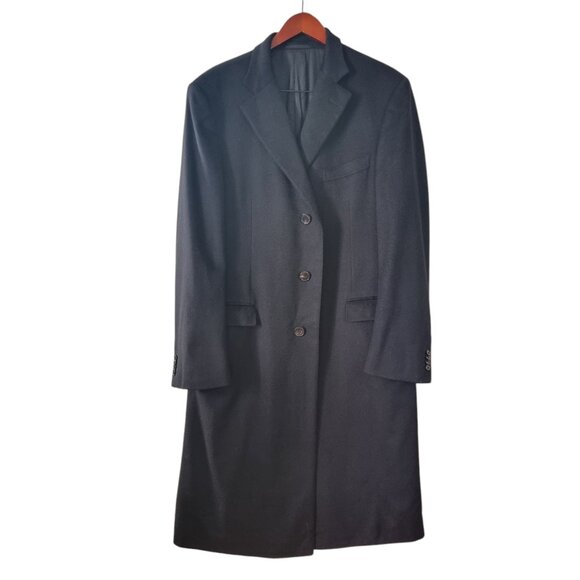 Ermenegildo Zegna Men’s Black Wool Overcoat - Pure Cashmere, Size L
